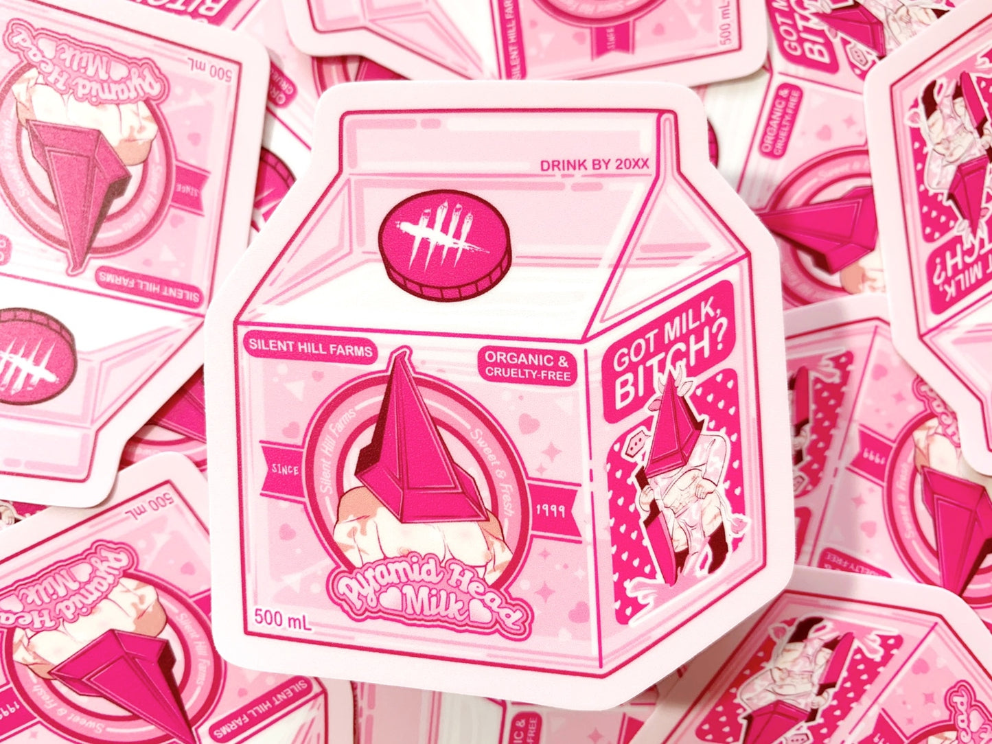 PYRAMID HEAD MILK CARTON STICKER