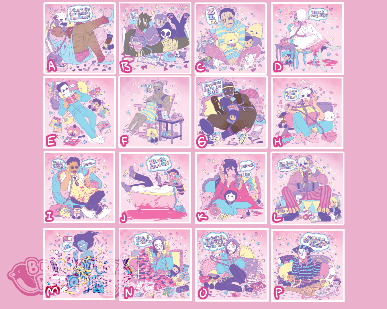 [CLEARANCE] DBD SLEEPOVER KILLERS 8 X 8 IN PRINTS