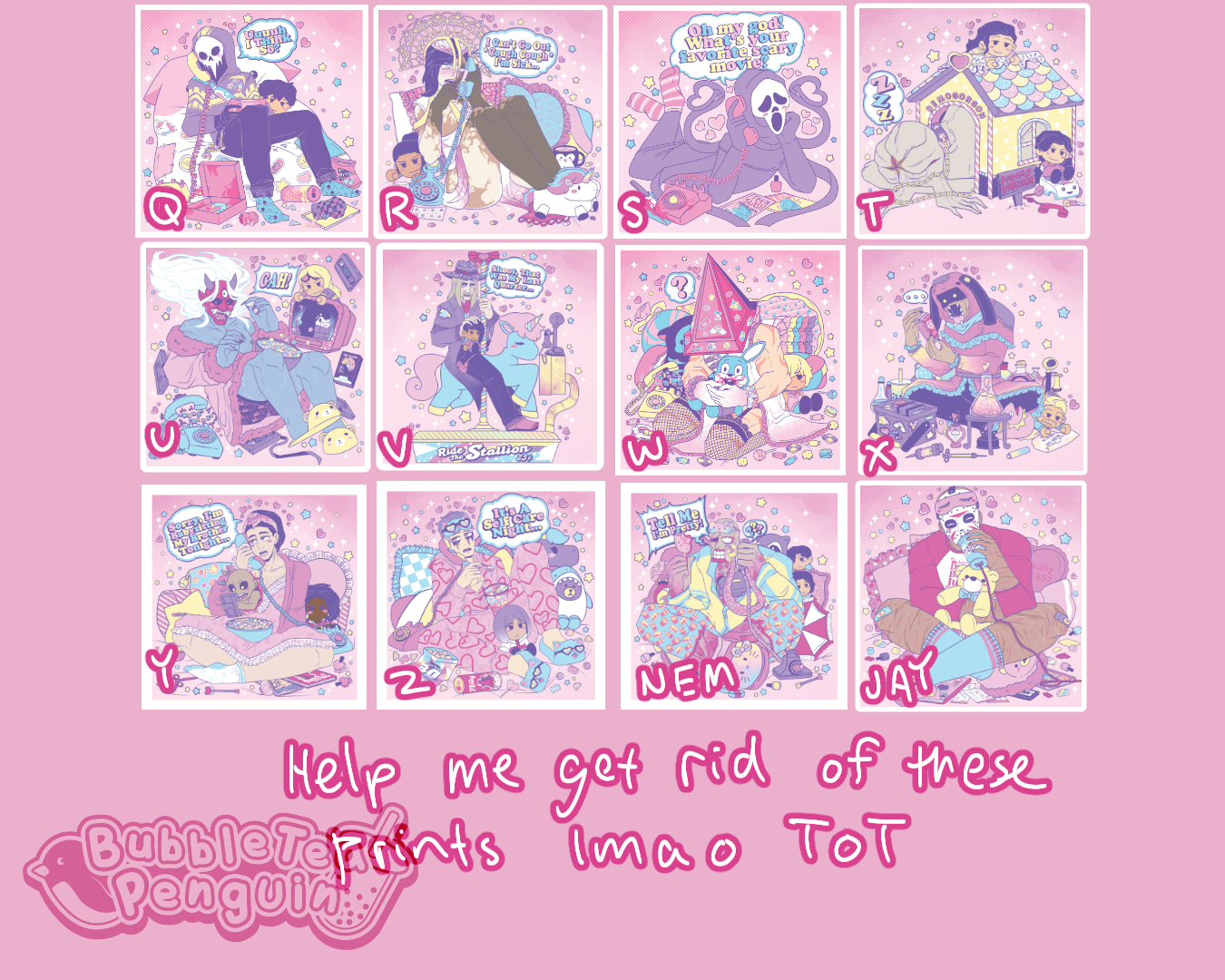 [CLEARANCE] DBD SLEEPOVER KILLERS 8 X 8 IN PRINTS