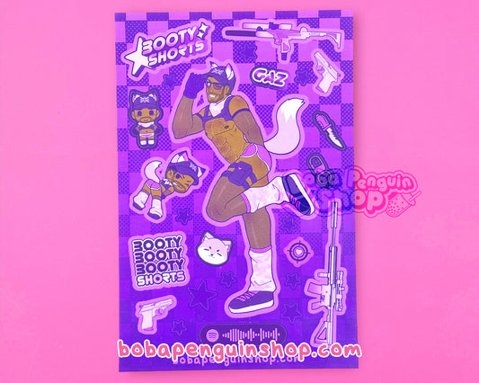 BOOTY SHORTS GAZ 4 X 6 IN STICKER SHEET